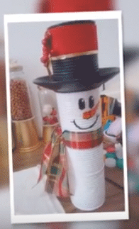 enfeites de natal com materiais reciclados – boneco de neve