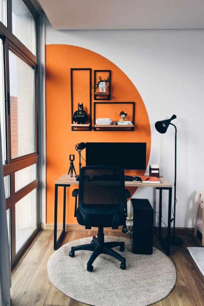 cores vibrantes escritório em casa