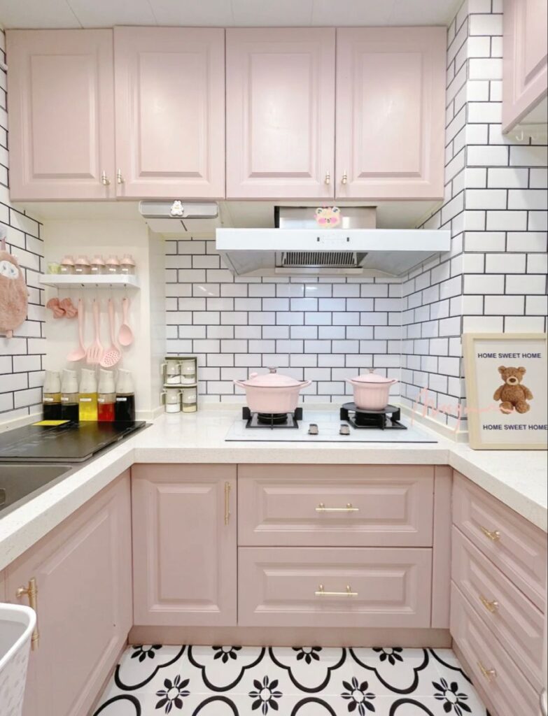cozinha cor de rosa bebê