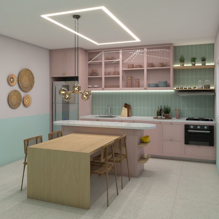 cozinha cor de rosa com verde 2