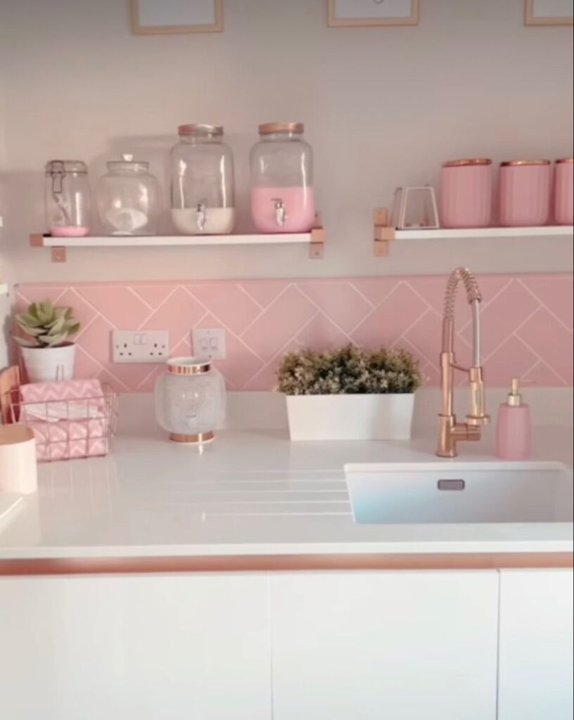cozinha cor de rosa detalhes rosa
