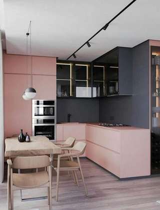 cozinha cor de rosa e cinza 2