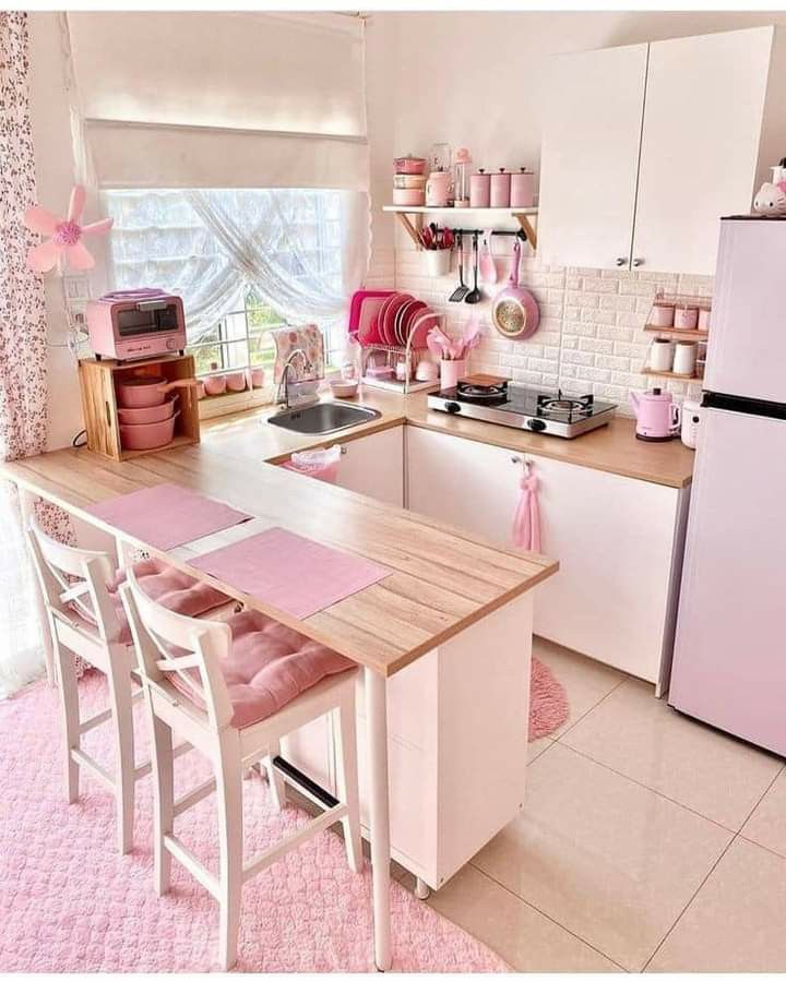 cozinha cor de rosa e detalhes
