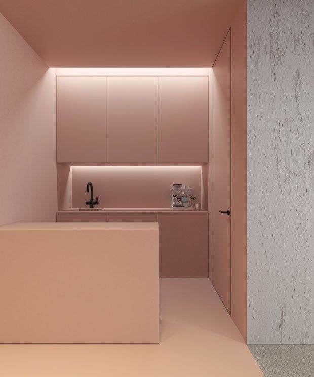 cozinha cor de rosa minimalista retro