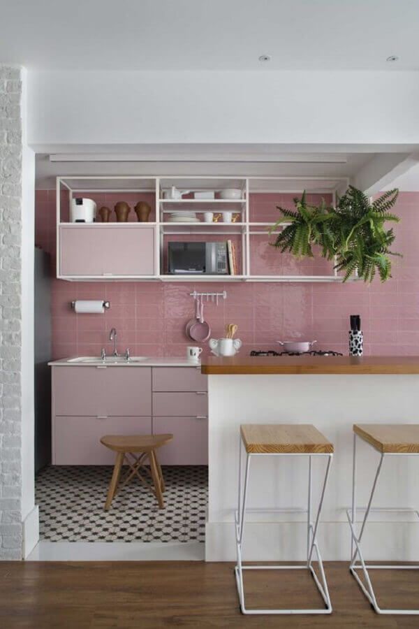 cozinha cor de rosa moderno