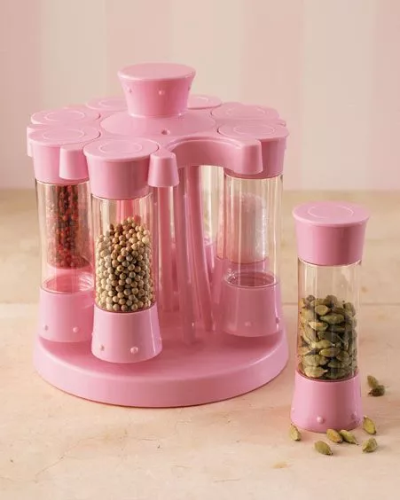 utensílios de cozinhas cor de rosa porta tempero